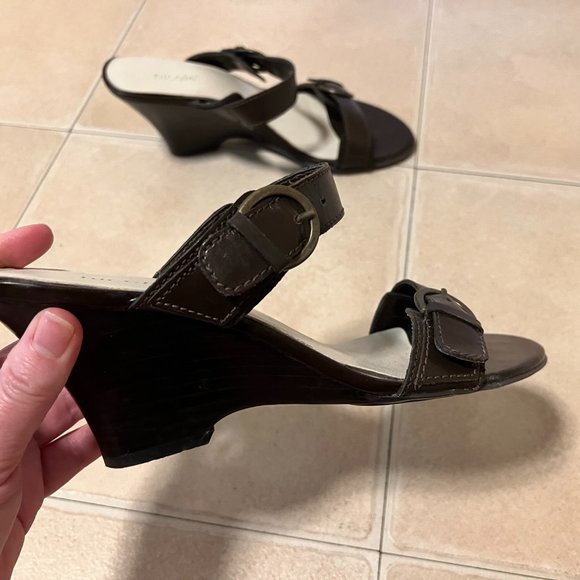 Nicole Brown Backless Wedge - Leather - 8.5 - Picture 2 of 4